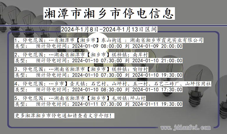 湘潭湘乡停电通知 湖南省湘潭湘乡停电通知