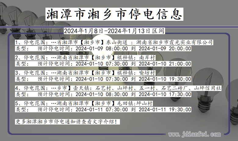 湖南省湘潭湘乡停电通知