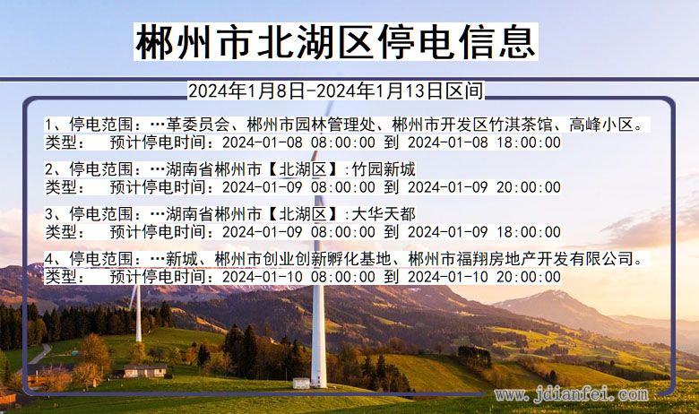 郴州北湖停电通知 湖南省郴州北湖停电通知