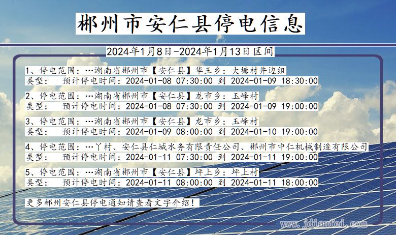 湖南省郴州安仁停电通知