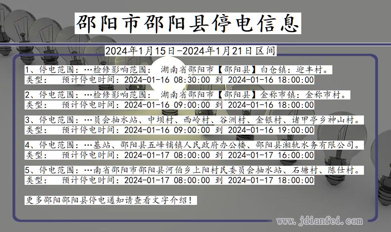 湖南省邵阳邵阳停电通知