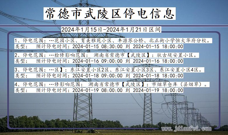 湖南省常德武陵停电通知