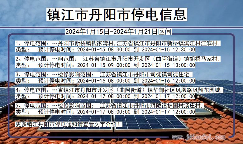 江苏省镇江丹阳停电通知