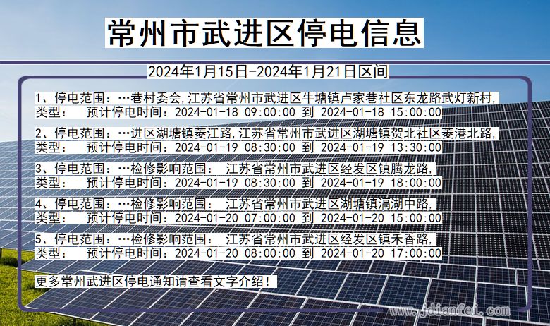 江苏省常州武进停电通知