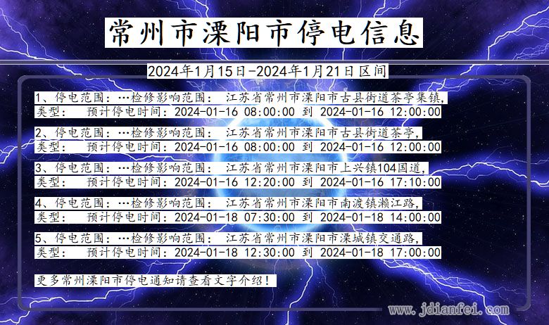 常州溧阳停电通知 江苏省常州溧阳停电通知