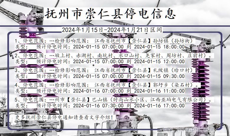 江西省抚州崇仁停电通知