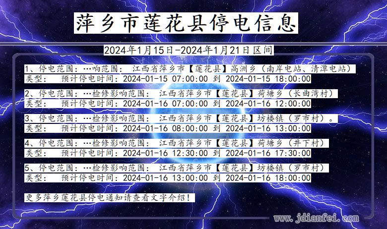 江西省萍乡莲花停电通知