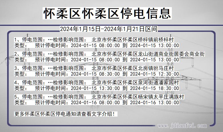 北京市怀柔区怀柔停电通知