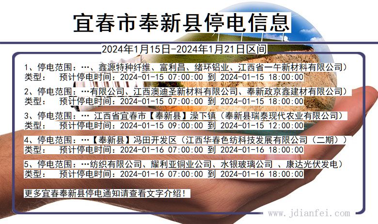 江西省宜春奉新停电通知