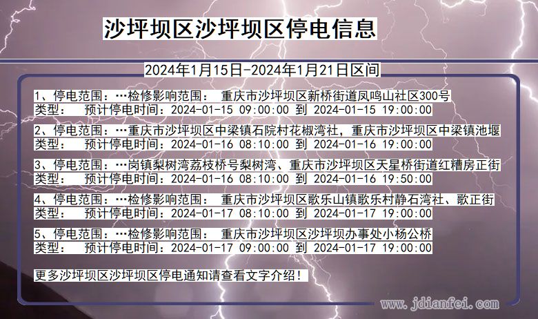 重庆市沙坪坝区沙坪坝停电通知