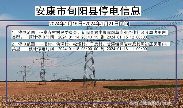 陕西省安康旬阳停电通知