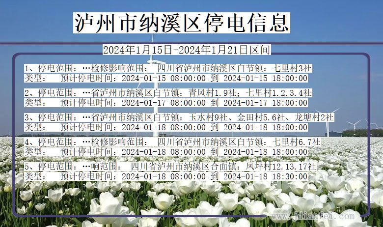 四川省泸州纳溪停电通知