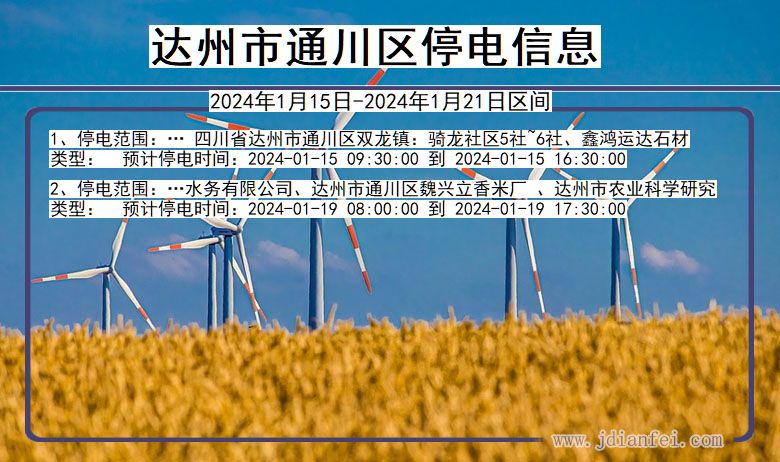 四川省达州通川停电通知