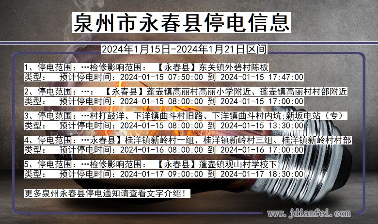 福建省泉州永春停电通知