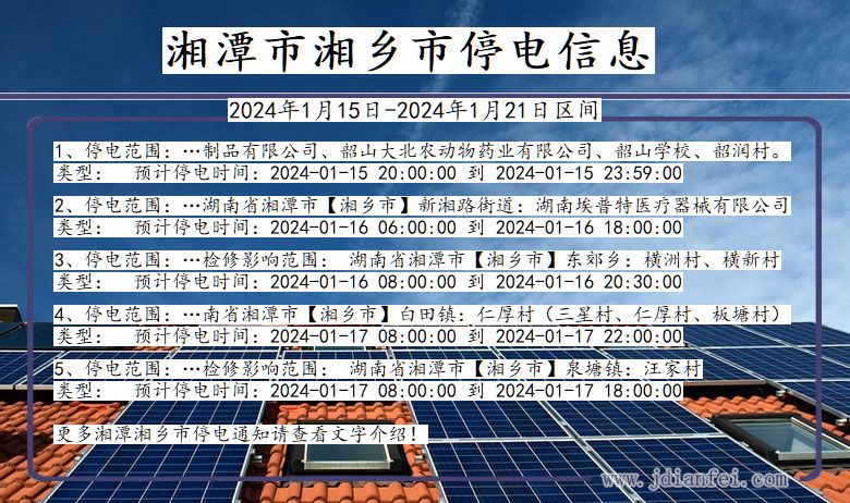 湖南省湘潭湘乡停电通知