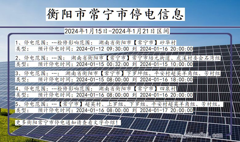 湖南省衡阳常宁停电通知