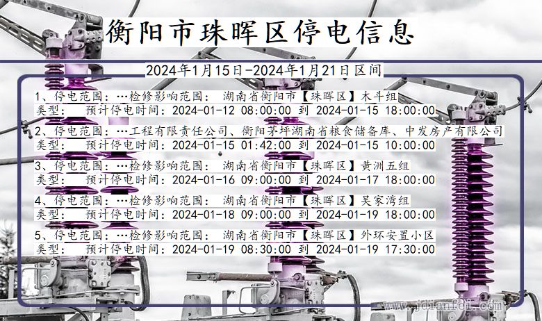 湖南省衡阳珠晖停电通知