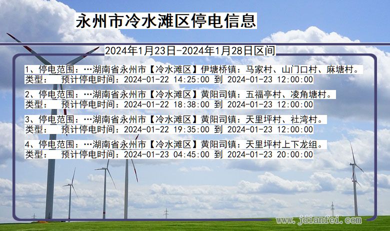 湖南省永州冷水滩停电通知