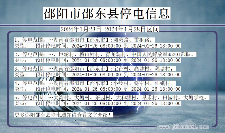 邵阳邵东停电通知 湖南省邵阳邵东停电通知