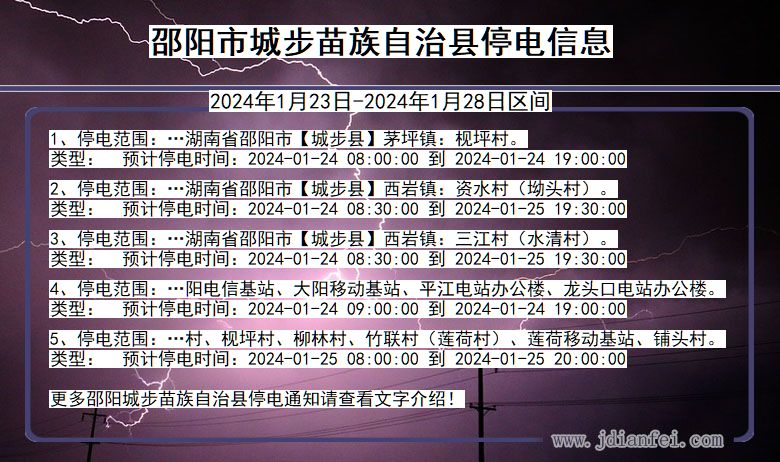 湖南省邵阳城步苗族自治停电通知