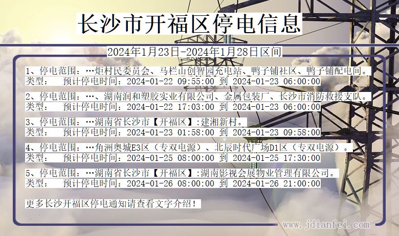 湖南省长沙开福停电通知