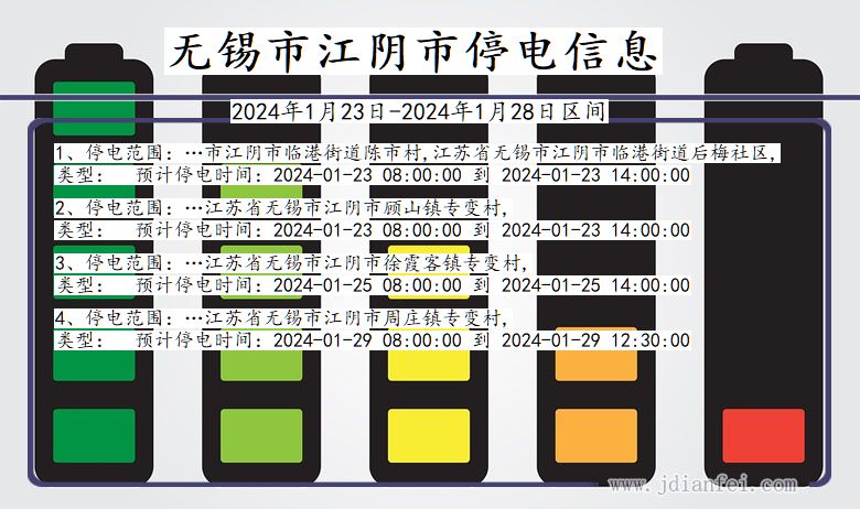 江苏省无锡江阴停电通知