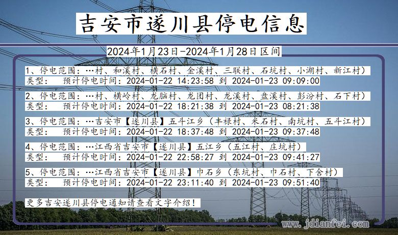 江西省吉安遂川停电通知