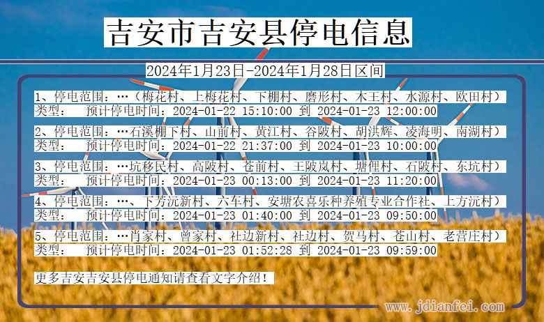 江西省吉安吉安停电通知