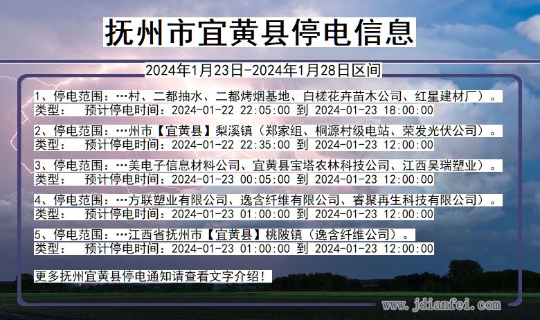 江西省抚州宜黄停电通知