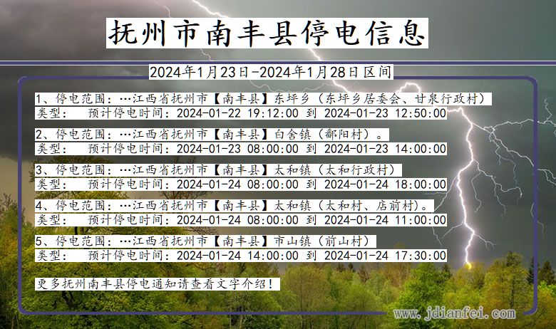抚州南丰停电通知 江西省抚州南丰停电通知