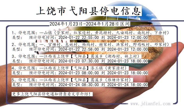 江西省上饶弋阳停电通知