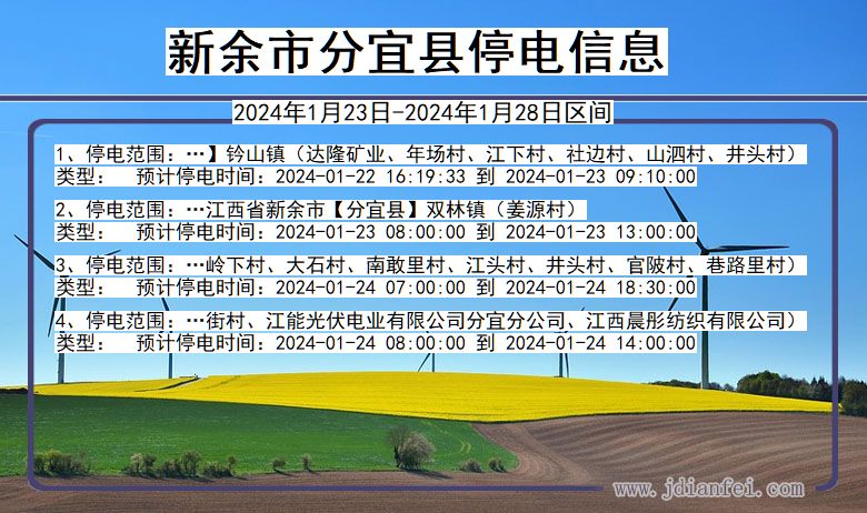 江西省新余分宜停电通知