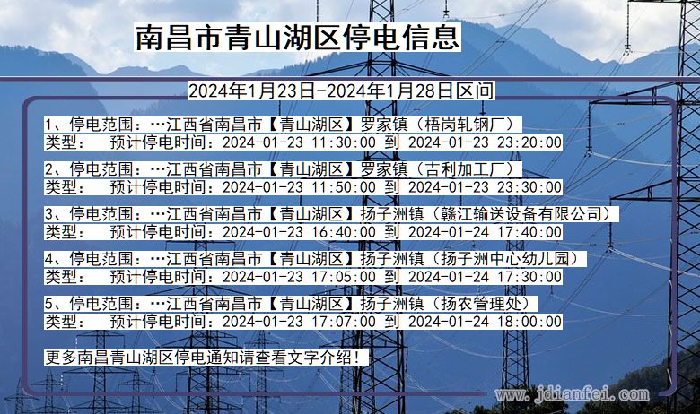 江西省南昌青山湖停电通知