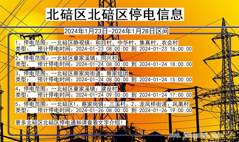 重庆市北碚区北碚停电通知