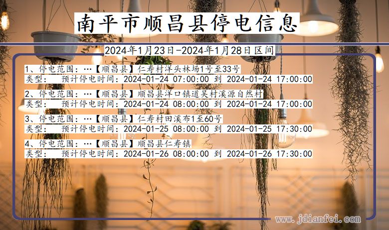 福建省南平顺昌停电通知