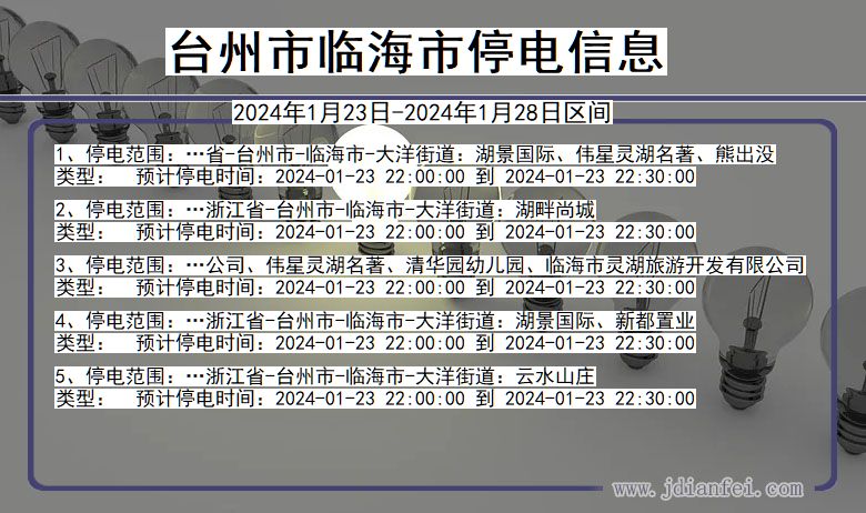 浙江省台州临海停电通知