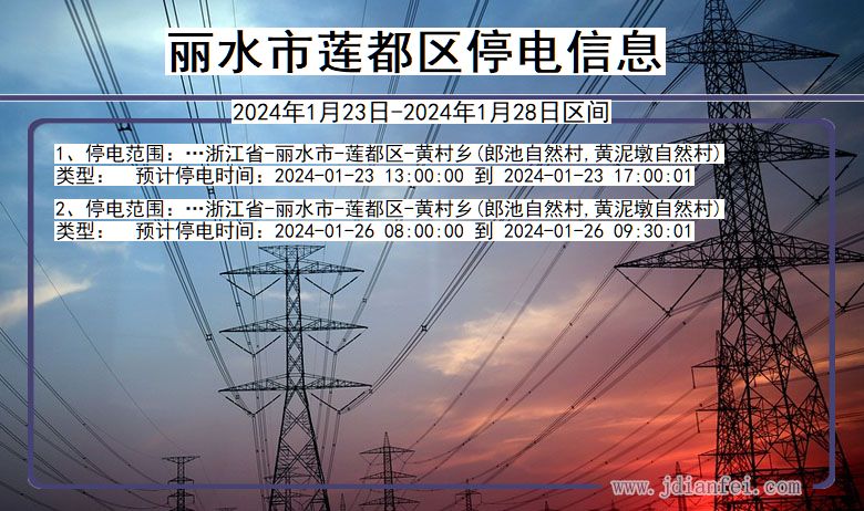 浙江省丽水莲都停电通知