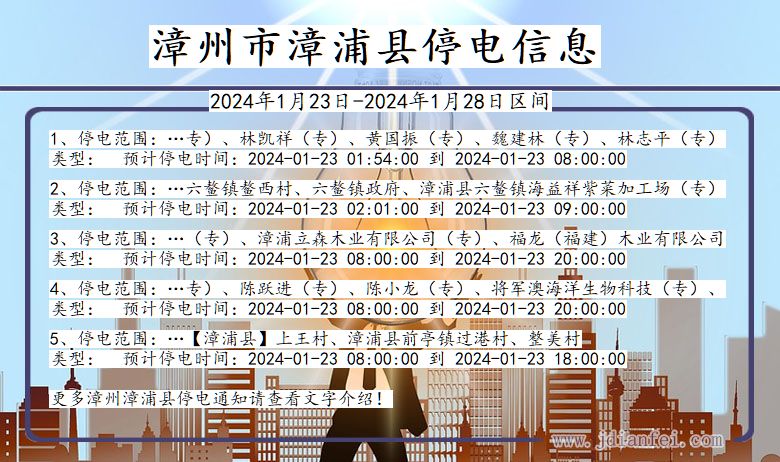 漳州漳浦停电通知 福建省漳州漳浦停电通知