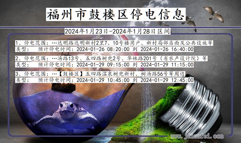 福建省福州鼓楼停电通知