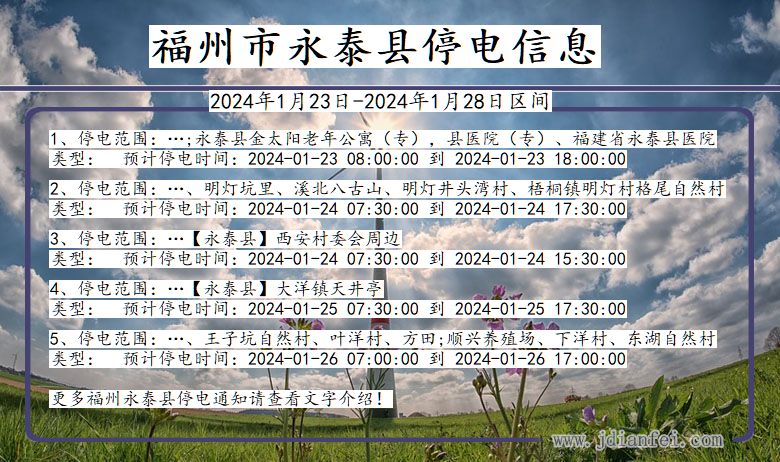 福建省福州永泰停电通知