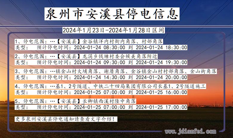 福建省泉州安溪停电通知