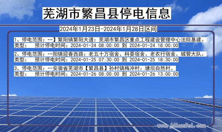 安徽省芜湖繁昌停电通知