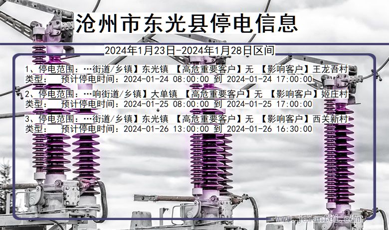 河北省沧州东光停电通知