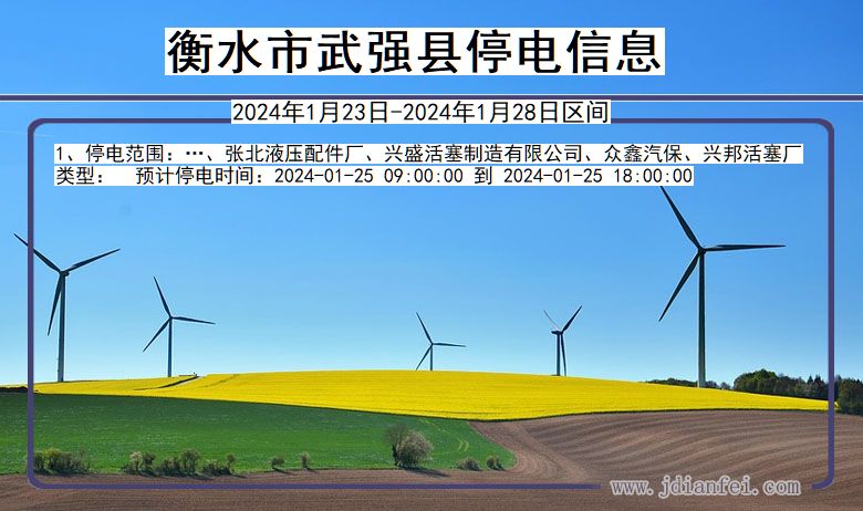 衡水武强停电通知 河北省衡水武强停电通知