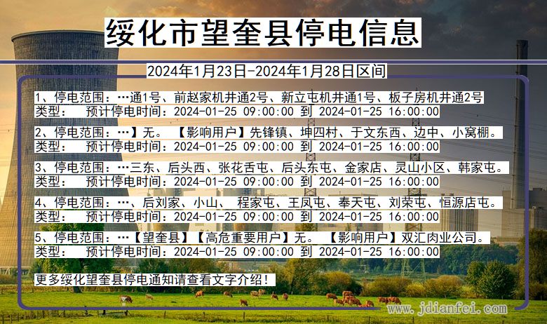 黑龙江省绥化望奎停电通知