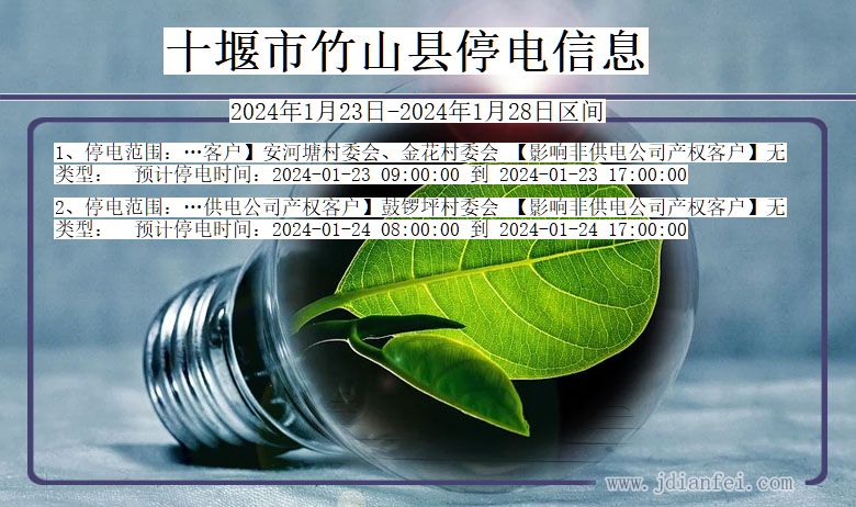 湖北省十堰竹山停电通知