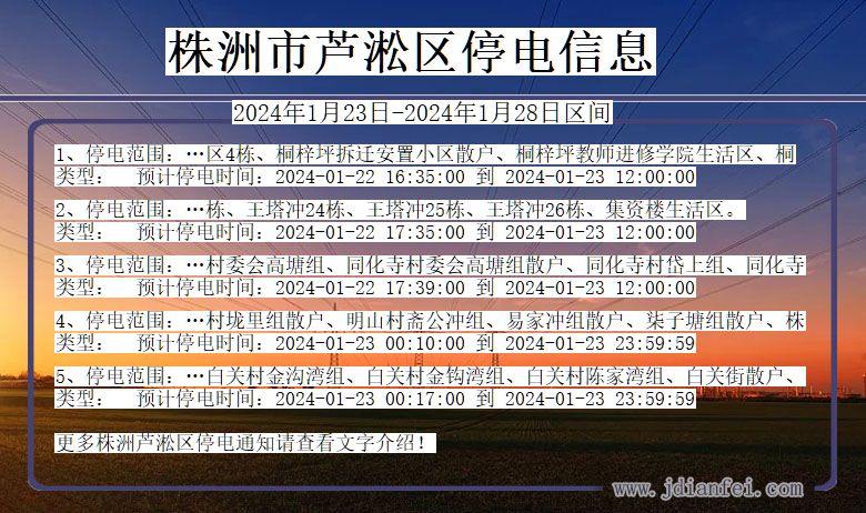 湖南省株洲芦淞停电通知