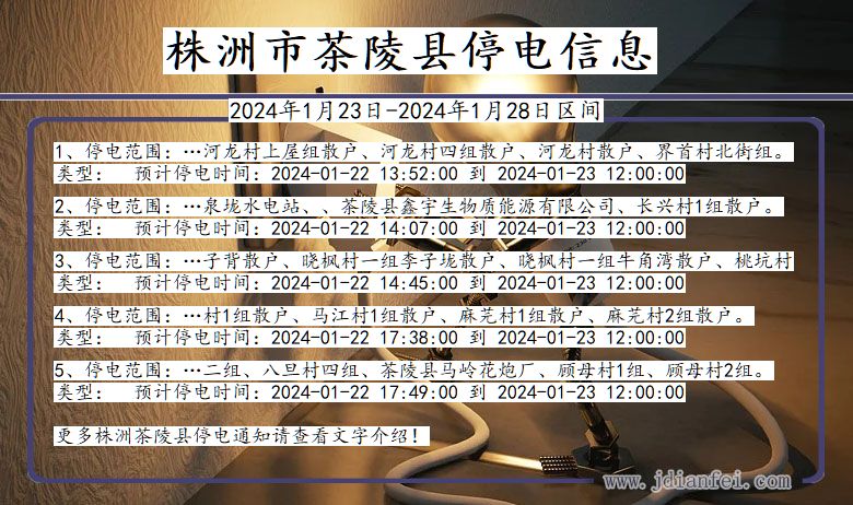 湖南省株洲茶陵停电通知