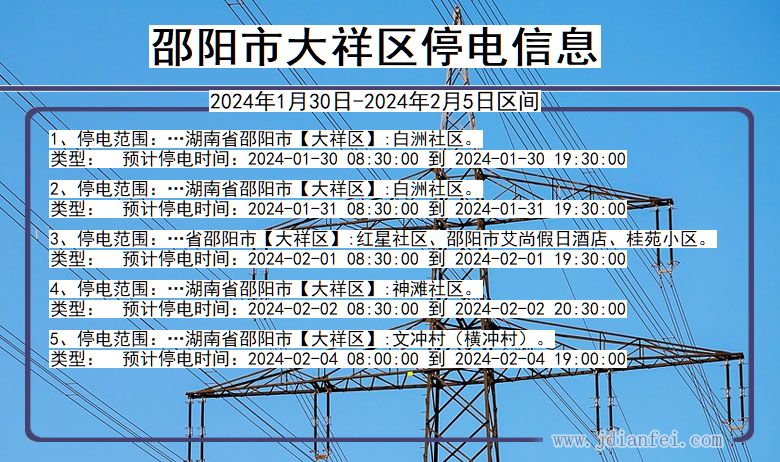 湖南省邵阳大祥停电通知