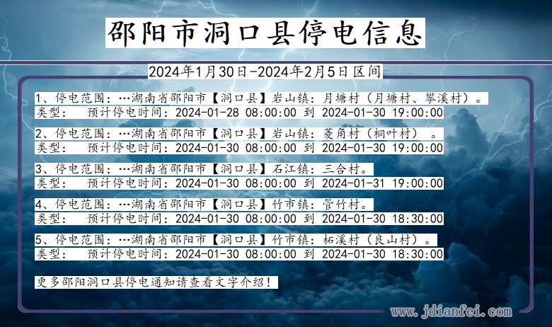 湖南省邵阳洞口停电通知